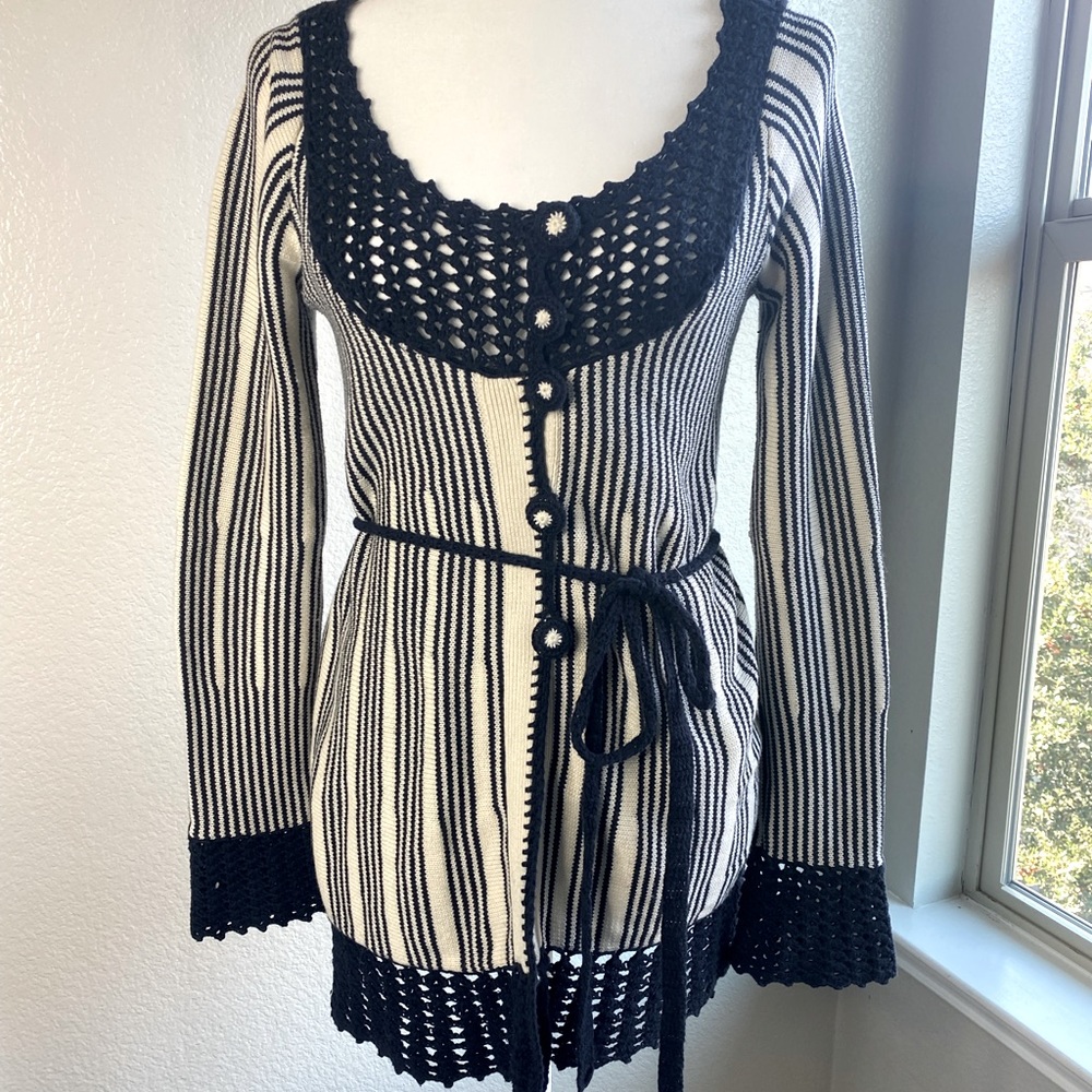 Anthropologie Sparrow crochet cardigan with tie